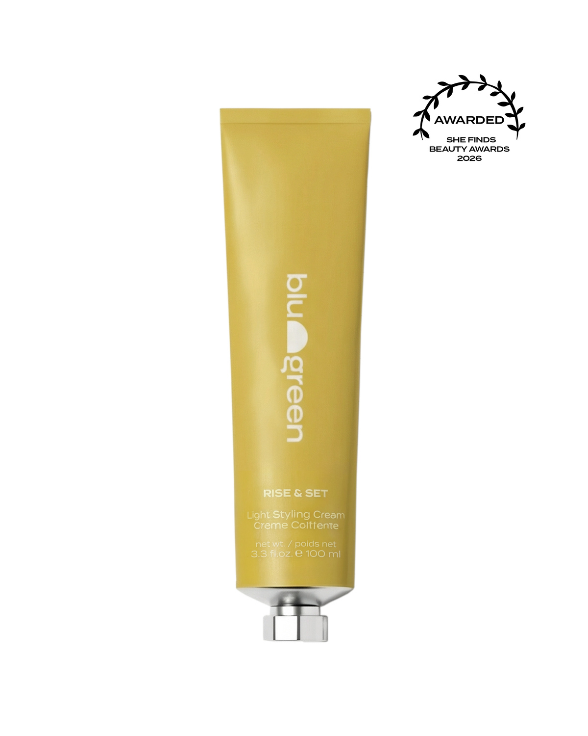Blu & Green Rise & Set Light Styling Cream 100ml tube, She Finds 2026 beauty awards winner.