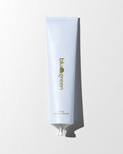Load image into Gallery viewer, blu and green weekly repair mask 150ml aluminum tube pale blue with dark green logo laying flat, white ground, and strong light. 
